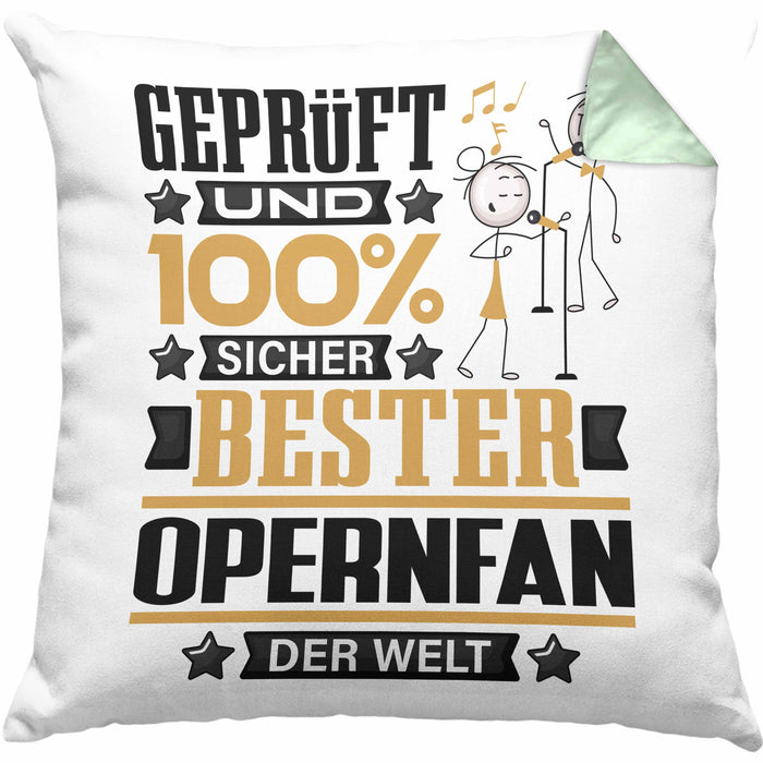 Opernfan Geschenk Lustiger Spruch für Opernfan Geschenkidee Bester Opernfan Der WeltKissen mit Füllung 40x40 (Grau) Grün Trendation