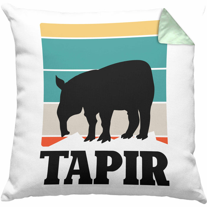 Lustige Tapir Kissen mit Füllung 40x40 Geschenk Tapir Liebhaber Grafik Retro (Grau) Grün Trendation