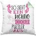 So Sieht Ein Richtig Cooler Puzzler Aus Geschenk Kissen mit Füllung 40x40 Lustiger Spruch Geschenkidee (Grau) Grün Trendation