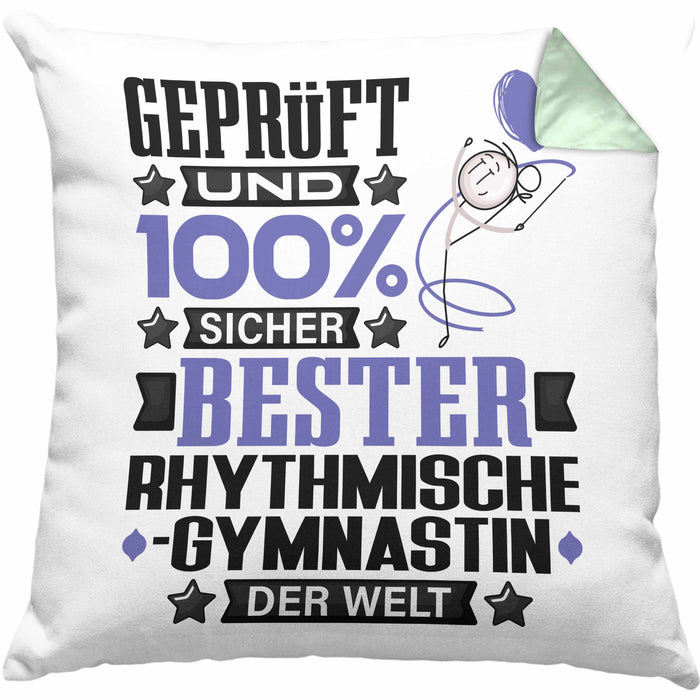 RhythmischeGymnastin Geschenk Lustiger Spruch für RhythmischeGymnastin Geschenkidee Bester RhythmischeGymnastin Der WeltKissen mit Füllung 40x40 (Grau) Grün Trendation