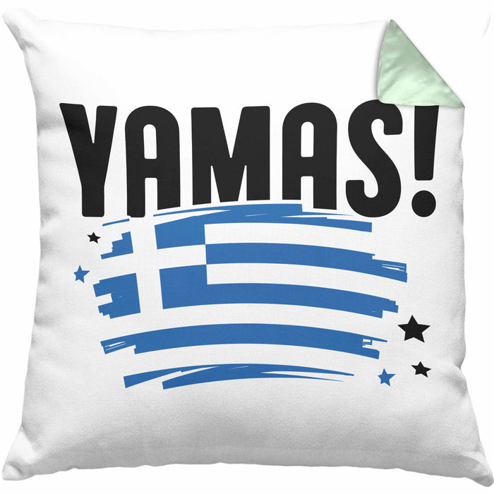 Griechenland Kissen mit Füllung 40x40 Yamas Ouzo Griechenland Trink Spruch Sprüche für Grieche (Grau) Grün Trendation