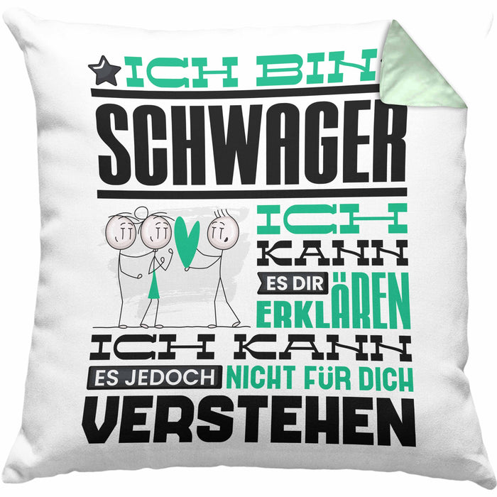 Schwager Geschenk Kaffee-Kissen mit Füllung 40x40 Geschenkidee für Schwager Ich Bin Schwager Ich Kann Es Dir Erklären Jedoch Nicht Für Dich Verstehen Spruch Lustig (Grau) Grün Trendation