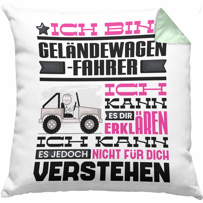Geländewagenfahrer Geschenk Kissen mit Füllung 40x40 Lustige Geschenkdiee für einen Geländewagenfahrer Geburtstag Ich Bin Geländewagenfahrer Ich Kann Es Dir Erklären Aber Nicht Für Dich Verstehen (Grau) Grün Trendation
