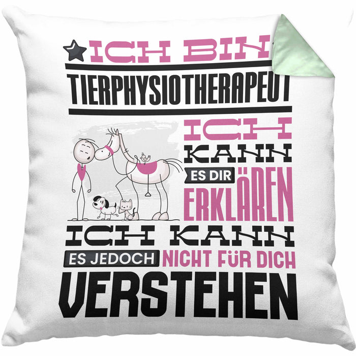 Tierphysiotherapeut Geschenk Kaffee-Kissen mit Füllung 40x40 Geschenkidee für Tierphysiotherapeut Ich Bin Tierphysiotherapeut Ich Kann Es Dir Erklären Jedoch Nicht Für Dich Verstehen Spruch Lustig (Grau) Grün Trendation