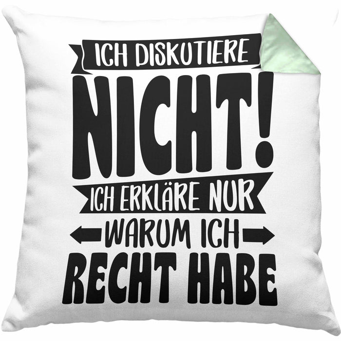 Lustige Kissen mit Füllung 40x40 Besserwisser Mit Spruch Ich Diskutiere Nicht Ich Erkläre Nur Warum Ich Recht Habe Sprüche Geschenkidee Kollege (Grau) Grün Trendation