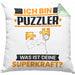 Puzzler Kissen mit Füllung 40x40 Geschenk für Puzzler Geburtstag Lustiger Spruch Was Ist Deine Superkraft (Grau) Grün Trendation
