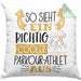 Parkour-Athlet Kissen mit Füllung 40x40 Geschenk So Sieht Ein Richtig Cooler Parkour-Athlet Aus Geschenkidee Spruch Lustig (Grau) Grün Trendation
