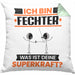Fechter Kissen mit Füllung 40x40 Geschenk für Fechter Geburtstag Lustiger Spruch Was Ist Deine Superkraft (Grau) Grün Trendation