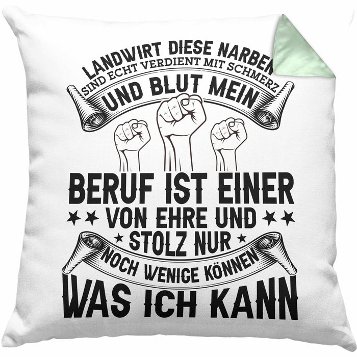 Landwirt Kissen mit Füllung 40x40 Geschenk Diese Narben Sind Echt Geschenkidee Bauer Bauernhof (Grau) Grün Trendation