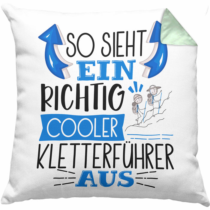 So Sieht Ein Richtig Cooler Kletterführer Aus Kissen mit Füllung 40x40 Geschenk für Kletterführer Geburtstag Geschenkdiee (Grau) Grün Trendation