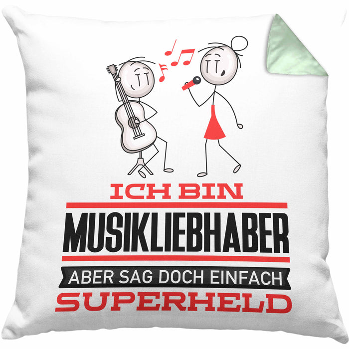 Musikliebhaber Geschenk Kissen mit Füllung 40x40 Ich Bin Musikliebhaber Aber Sag Doch Einfach Superheld Lustige Geschenkdiee für Musikliebhaber (Grau) Grün Trendation