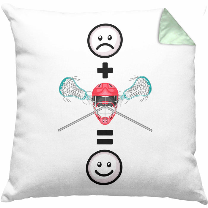 Lacrosse Kissen mit Füllung 40x40 Geschenk für Lacrosse-Spieler Lustige Geschenkidee :( + Lacrosse = :) Geburtstag (Grau) Grün Trendation