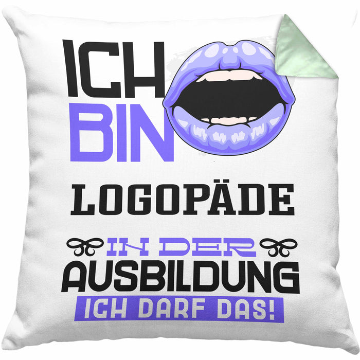 Logopäde Ausbildung Kissen mit Füllung 40x40 Geschenk Ich Bin Logopäde In Der Ausbildung Ich Darf Das Geschenkidee Spruch (Grau) Grün Trendation