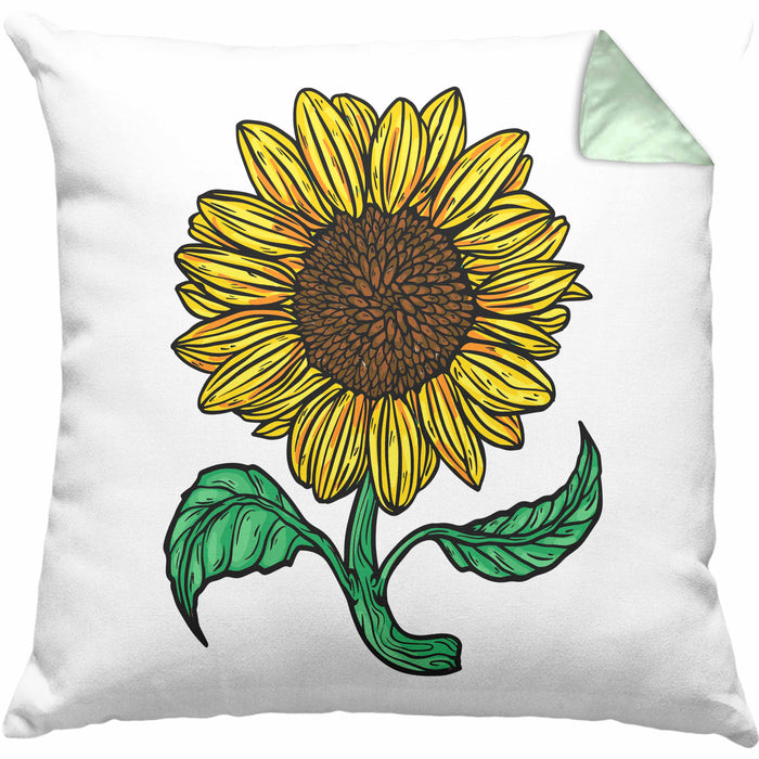 Lustige Sonnenblume Kissen mit Füllung 40x40 Geschenk für Sonnenblumenliebhaber (Grau) Grün Trendation