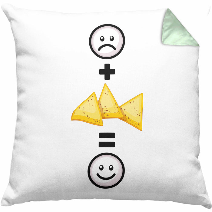 Nachos Kissen mit Füllung 40x40 Geschenk für Nacho-Liebhaber Lustige Geschenkidee :( + Nachos = :) Geburtstag (Grau) Grün Trendation