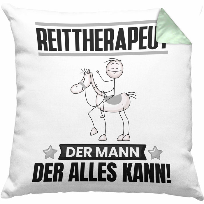 Reittherapeut Kissen mit Füllung 40x40 Geschenk für Reittherapeut Der Mann Der Alles Kann Geschenkidee zum Geburtstag (Grau) Grün Trendation