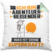 Abenteurreisender Kissen mit Füllung 40x40 Geschenk für Abenteurreisender Geburtstag Lustiger Spruch Was Ist Deine Superkraft (Grau) Grün Trendation