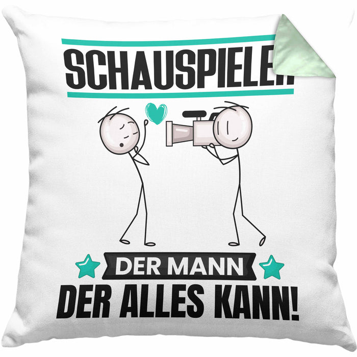 Schauspieler Kissen mit Füllung 40x40 Geschenk für Schauspieler Der Mann Der Alles Kann Geschenkidee zum Geburtstag (Grau) Grün Trendation