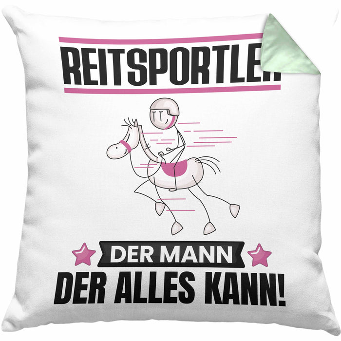 Reitsportler Kissen mit Füllung 40x40 Geschenk für Reitsportler Der Mann Der Alles Kann Geschenkidee zum Geburtstag (Grau) Grün Trendation