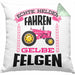 Landwirtin Spruch Frau Geschenk Kissen mit Füllung 40x40 Landwirtschaft Geschenke für Männer Traktor Spruch Echte Felgen (Grau) Grün Trendation