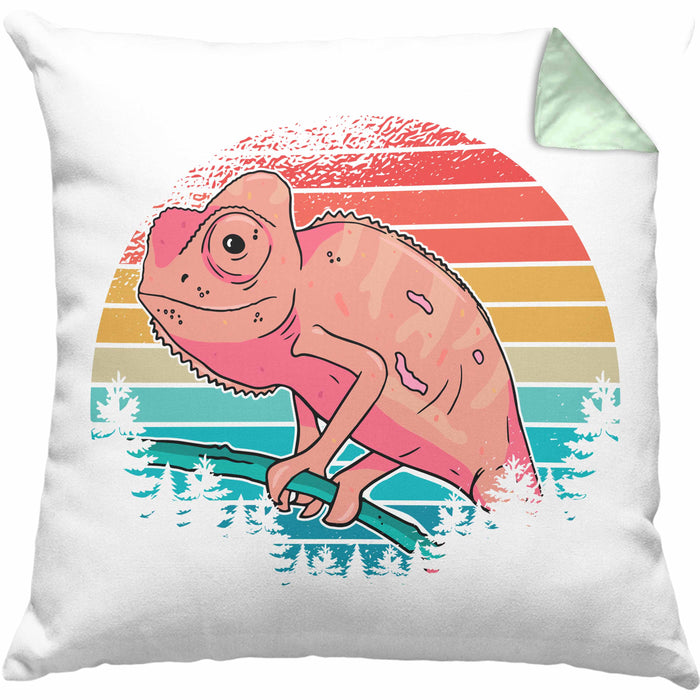 Chamäleon-Besitzer Kissen mit Füllung 40x40 Geschenk Grafik Chamäleon (Grau) Grün Trendation
