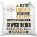 Gewichtheber Geschenk Kissen mit Füllung 40x40 Lustiger Spruch Erheben Sie Sich Der Gewichtheber Betritt den Raum (Grau) Grün Trendation