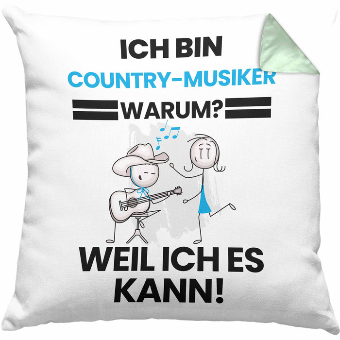 Country-Musiker Geschenk Kissen mit Füllung 40x40 Lustiger Spruch Ich Bin Country-Musiker Warum Weil Ich Es Kann Geschenkidee Bester Country-Musiker Geburtstag (Grau) Grün Trendation