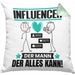 Influencer Kissen mit Füllung 40x40 Geschenk für Influencer Der Mann Der Alles Kann Geschenkidee zum Geburtstag (Grau) Grün Trendation
