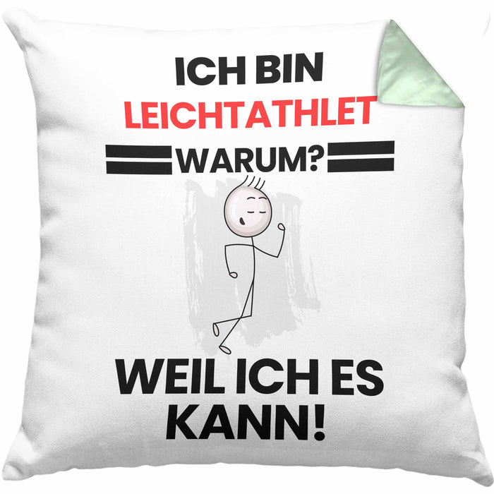 Leichtathlet Geschenk Kissen mit Füllung 40x40 Lustiger Spruch Ich Bin Leichtathlet Warum Weil Ich Es Kann Geschenkidee Bester Leichtathlet Geburtstag (Grau) Grün Trendation
