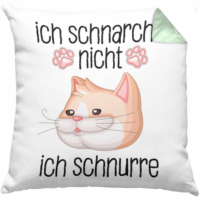 Katzen Mama Kissen mit Füllung 40x40 Geschenk Ich Schnarche Nicht Ich Schnurre Lustige Geschenkidee Katzen Fans Besitzer (Grau) Grün Trendation