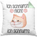 Katzen Mama Kissen mit Füllung 40x40 Geschenk Ich Schnarche Nicht Ich Schnurre Lustige Geschenkidee Katzen Fans Besitzer (Grau) Grün Trendation