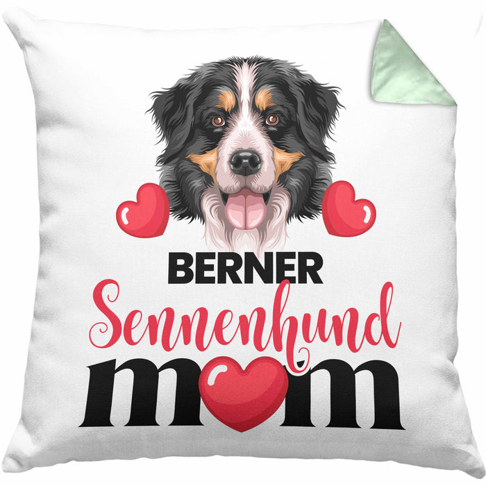 Berner Sennen Besitzer Mom Mama Kissen mit Füllung 40x40 Geschenk Lustiger Spruch Geschenkidee Berner Sennen Besitzerin (Grau) Grün Trendation
