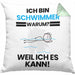 Schwimmer Geschenk Kissen mit Füllung 40x40 Lustiger Spruch Ich Bin Schwimmer Warum Weil Ich Es Kann Geschenkidee Bester Schwimmer Geburtstag (Grau) Grün Trendation