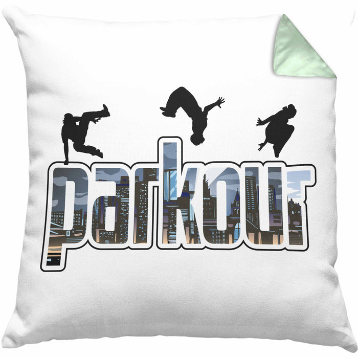 Kissen mit Füllung 40x40 für Parkour Fans Geschenk für Urbanen Sports Sportler Freerunning (Grau) Grün Trendation