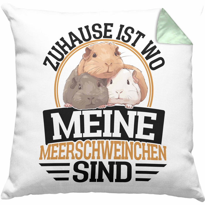 Meerschweinchen Geschenk Kissen mit Füllung 40x40 Spruch Meerschweinchen-Besitzerin Geschenkidee (Grau) Grün Trendation