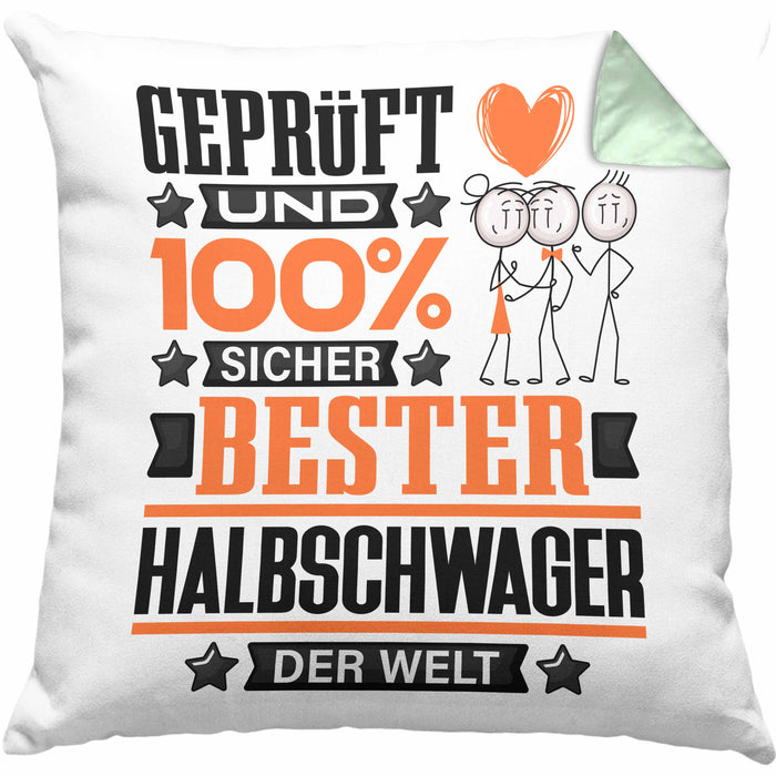 Halbschwager Geschenk Lustiger Spruch für Halbschwager Geschenkidee Bester Halbschwager Der WeltKissen mit Füllung 40x40 (Grau) Grün Trendation