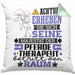 Pferdetherapeut Geschenk Kissen mit Füllung 40x40 Lustiger Spruch Erheben Sie Sich Der Pferdetherapeut Betritt den Raum (Grau) Grün Trendation