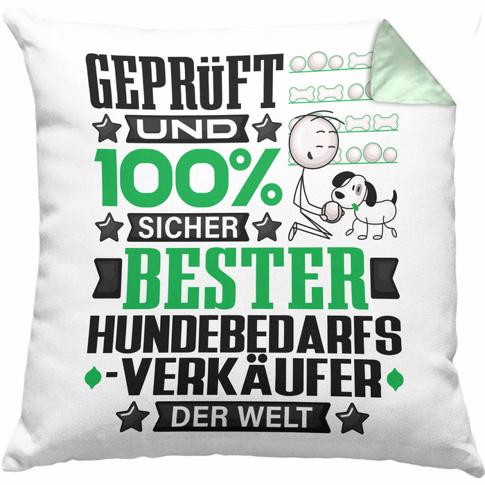 Hundebedarfsverkäufer Geschenk Lustiger Spruch für Hundebedarfsverkäufer Geschenkidee Bester Hundebedarfsverkäufer Der WeltKissen mit Füllung 40x40 (Grau) Grün Trendation