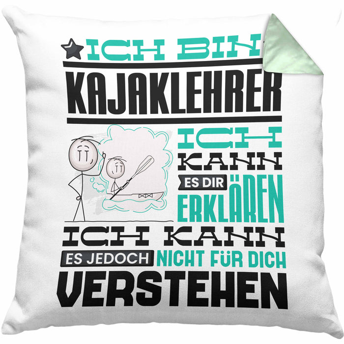 Kajaklehrer Geschenk Kaffee-Kissen mit Füllung 40x40 Geschenkidee für Kajaklehrer Ich Bin Kajaklehrer Ich Kann Es Dir Erklären Jedoch Nicht Für Dich Verstehen Spruch Lustig (Grau) Grün Trendation
