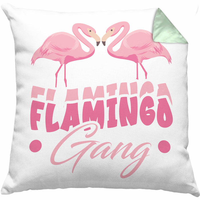 Flamingo Gang Kissen mit Füllung 40x40 Geschenkidee Pinke Flamingos JGA (Grau) Grün Trendation