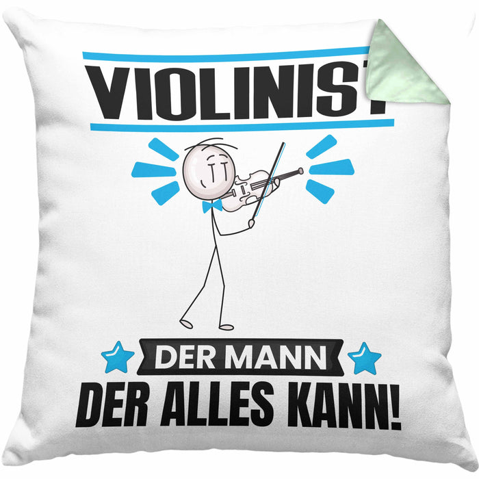 Violinist Kissen mit Füllung 40x40 Geschenk für Violinist Der Mann Der Alles Kann Geschenkidee zum Geburtstag (Grau) Grün Trendation