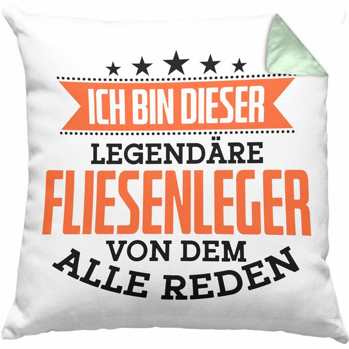 Fliesenleger Kissen mit Füllung 40x40 Geschenk Spruch Geschenkidee Legendäre Fliesenleger (Grau) Grün Trendation