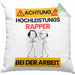 Rapper Kissen mit Füllung 40x40 Geschenk Lustiger Spruch Geschenkidee für Rapper Achtung Hochleistungs Rapper Bei Der Arbeit (Grau) Grün Trendation