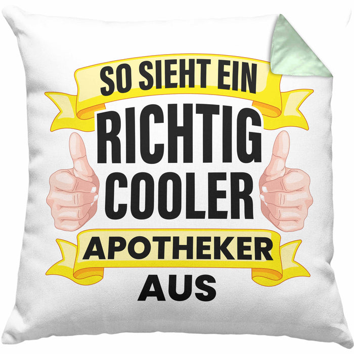 Apotheker Kissen mit Füllung 40x40 Geschenk Spruch Pharmazie Lustig (Grau) Grün Trendation