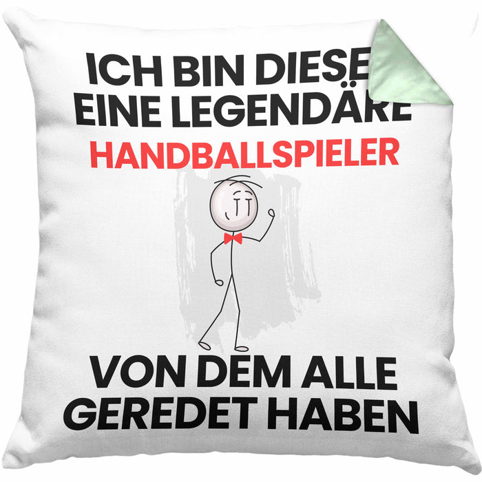 Handballspieler Geschenk Kissen mit Füllung 40x40 Lustige Geschenkidee Geburtstag für Handballspieler Ich Bin Dieser Legendäre Handballspieler Von Dem Alle Geredet Haben (Grau) Grün Trendation