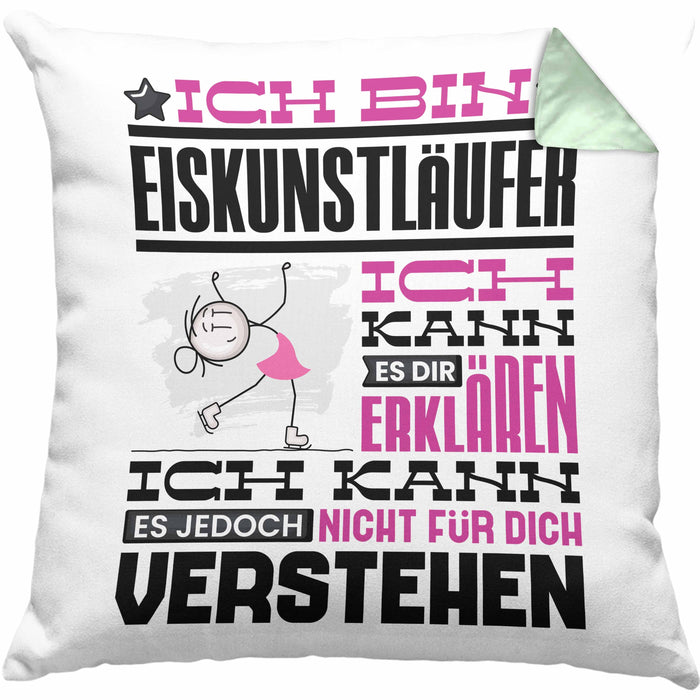 Eiskunstläufer Geschenk Kaffee-Kissen mit Füllung 40x40 Geschenkidee für Eiskunstläufer Ich Bin Eiskunstläufer Ich Kann Es Dir Erklären Jedoch Nicht Für Dich Verstehen Spruch Lustig (Grau) Grün Trendation