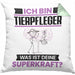 Tierpfleger Kissen mit Füllung 40x40 Geschenk für Tierpfleger Geburtstag Lustiger Spruch Was Ist Deine Superkraft (Grau) Grün Trendation