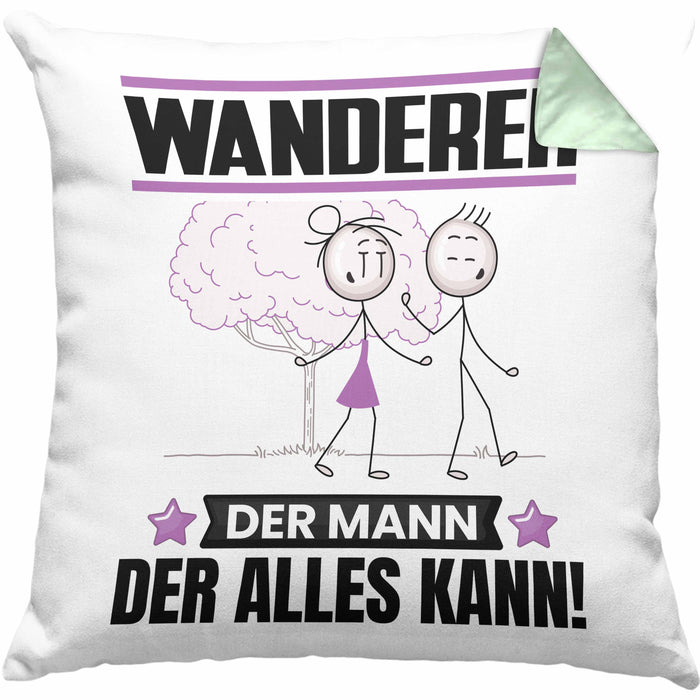 Wandern Kissen mit Füllung 40x40 Geschenk für Wandern Der Mann Der Alles Kann Geschenkidee zum Geburtstag (Grau) Grün Trendation