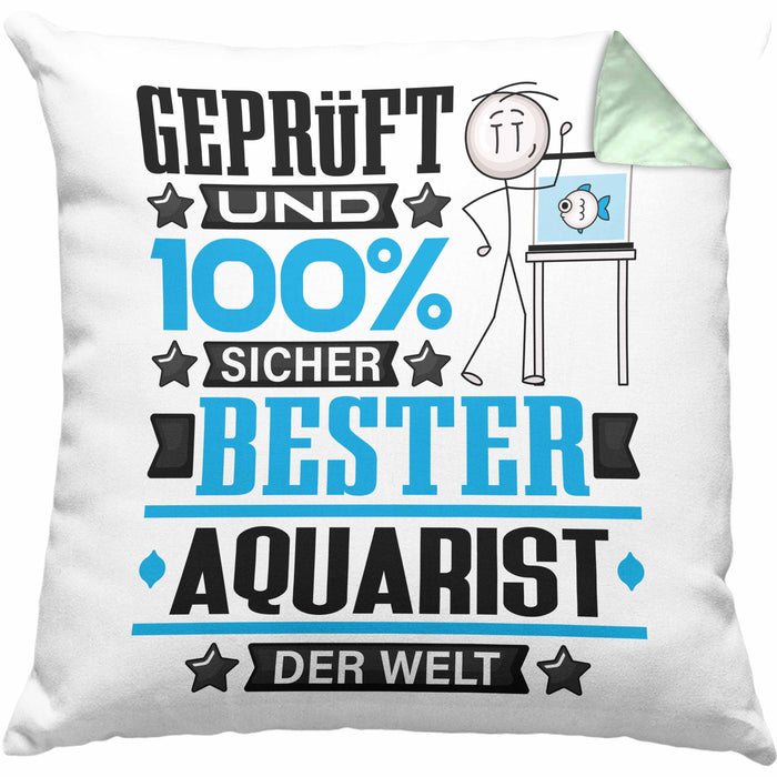 Aquarist Geschenk Lustiger Spruch für Aquarist Geschenkidee Bester Aquarist Der WeltKissen mit Füllung 40x40 (Grau) Grün Trendation