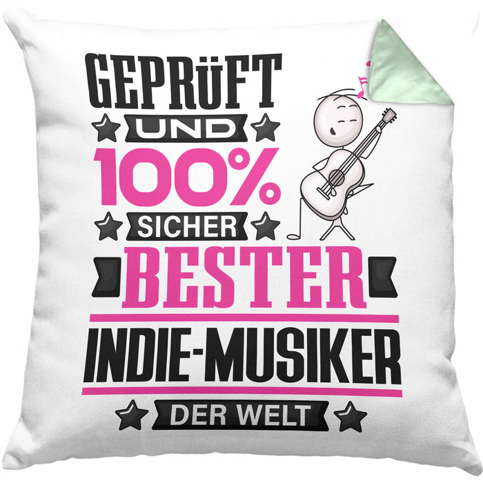 Indie-Musiker Geschenk Lustiger Spruch für Indie-Musiker Geschenkidee Bester Indie-Musiker Der WeltKissen mit Füllung 40x40 (Grau) Grün Trendation